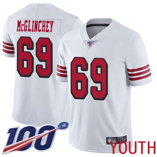 San Francisco 49ers Limited White Youth Mike McGlinchey NFL Jersey 69 100th Season Vapor Untouchable Rush